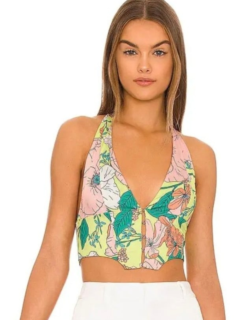 NWOT AFRM Ramona Halter Top in Spring Lime
L